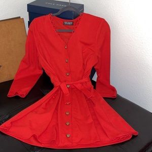 **3/$20** Vintage Red Dress w/ waist syncing ties